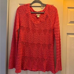 Lucky Brand Boho Detailing Flared Long Sleeve Crocheted Sweater• X-Large